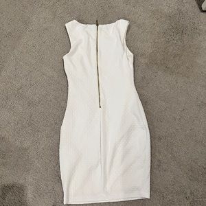 Ruched side textured white dress, size 10